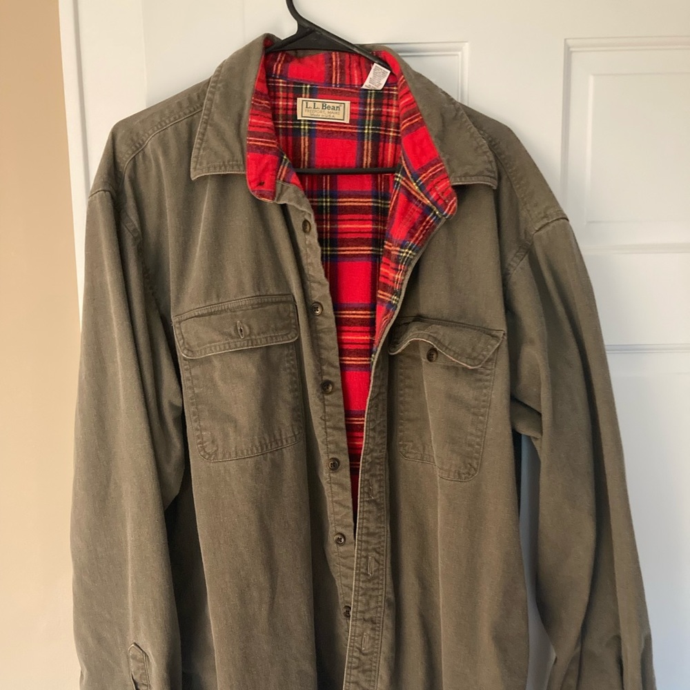 LL Bean Chore Coat Flannel Lined XL